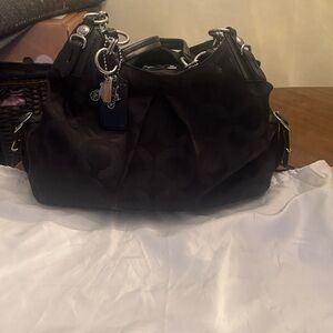 Coach Black Shoulder Bag with Silver Accents